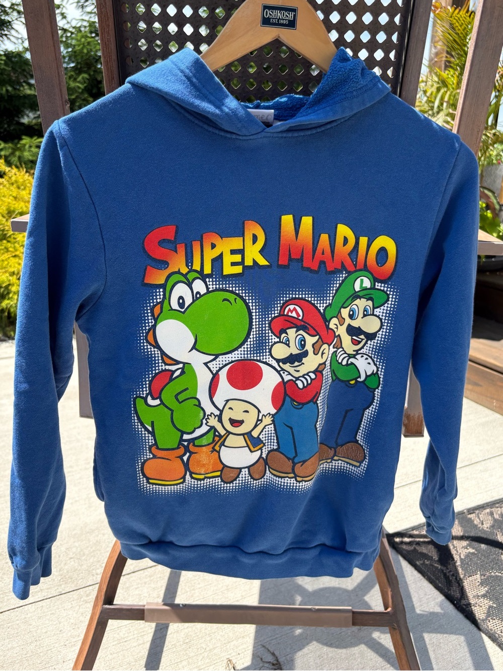 Boys Super Mario Blue Graphic Hoodie